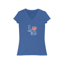 Load image into Gallery viewer, Love Marco Island Women&#39;s Jersey Short Sleeve V-Neck Tee (3.0.211009)