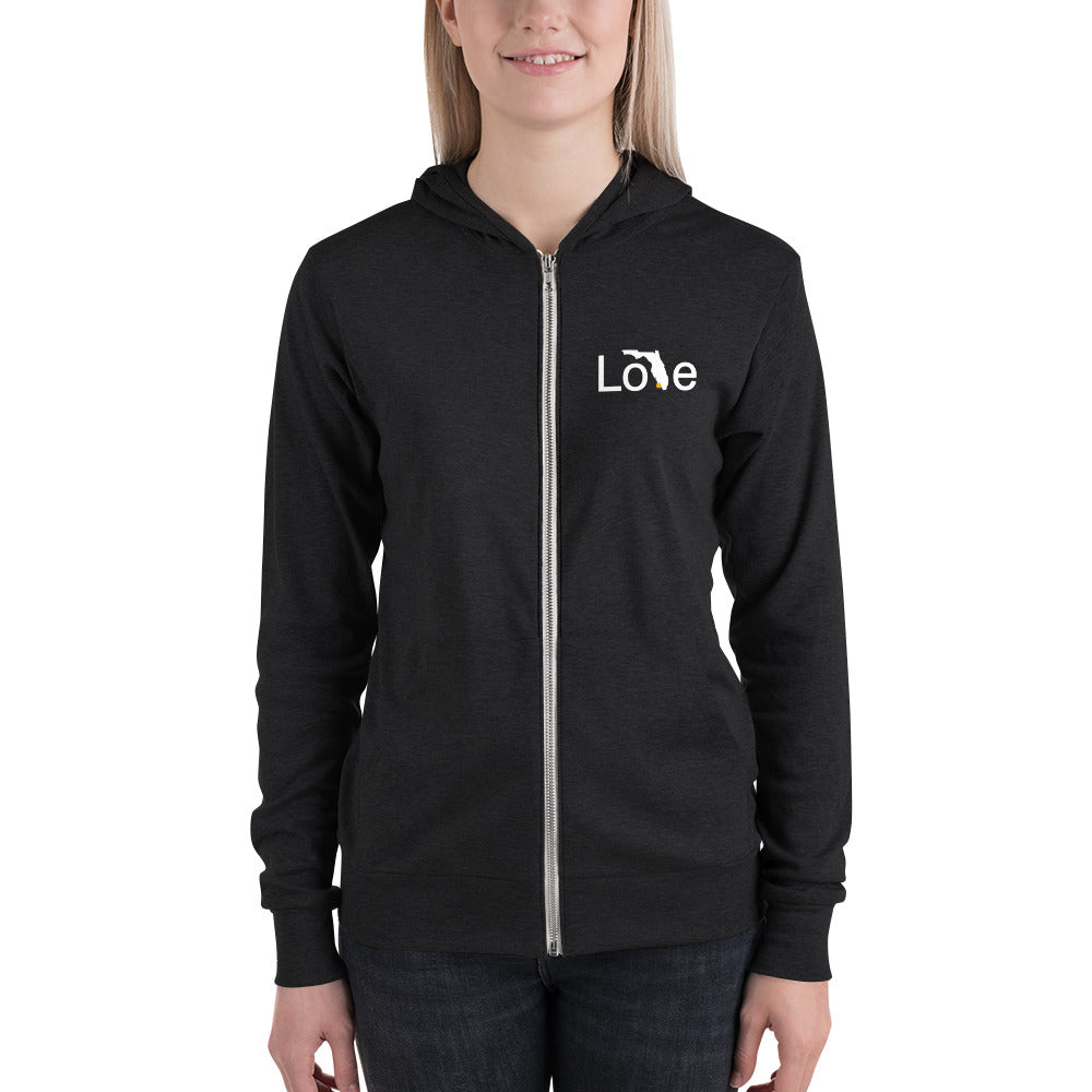 Unisex Simple Love Florida zip hoodie