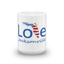 Load image into Gallery viewer, Love Jacksonville, Florida, and the USA coffee mug