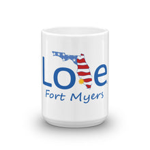 Load image into Gallery viewer, Love Fort Myers, Florida and the USA coffee mug