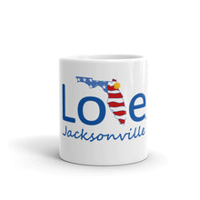 Load image into Gallery viewer, Love Jacksonville, Florida, and the USA coffee mug