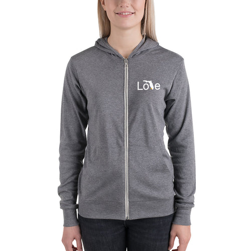 Unisex Simple Love Florida zip hoodie