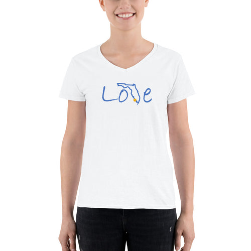 Women's Script Love Florida V-Neck Shirt