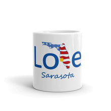 Load image into Gallery viewer, Love Sarasota, Florida, and the USA coffee mug