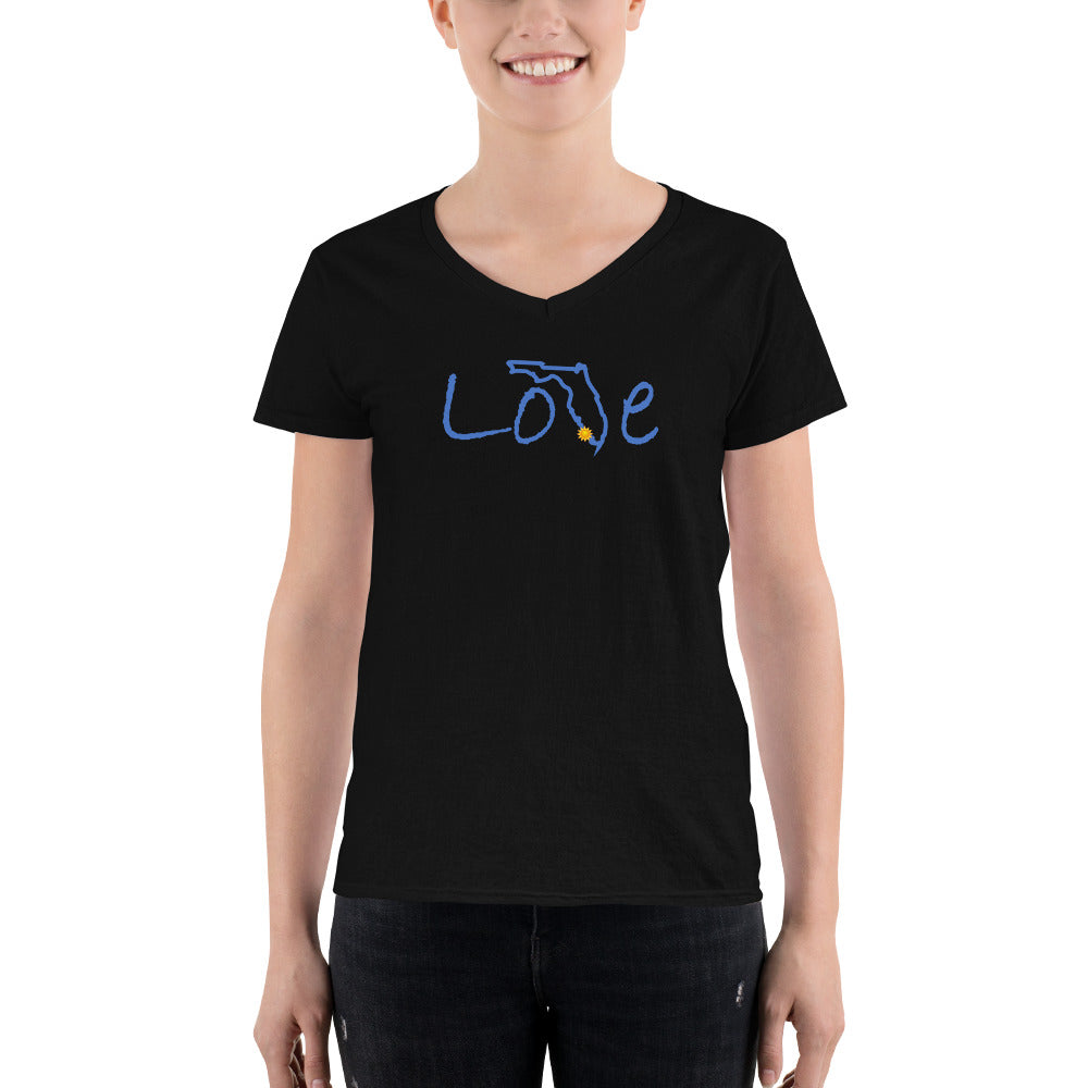 Women's Script Love Florida V-Neck Shirt